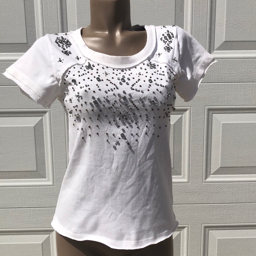 Free People “More is More” Rhinestone Bling Shirt